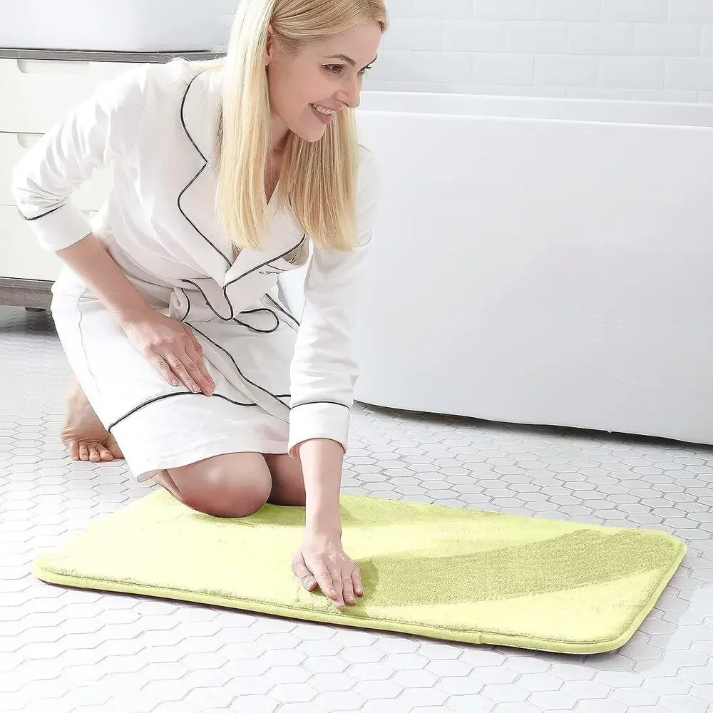 Walensee Extra Thick Memory Foam Bath Rug 24x36 Yellow Non-Slip Absorbent Mat